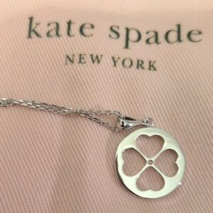 Kate Spade Silver Clover Pendant Necklace With Dust Bag